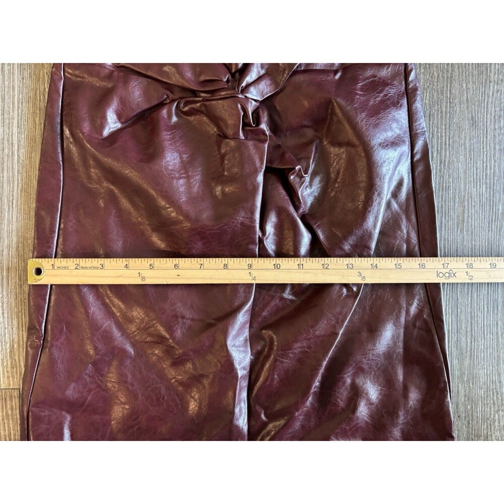 Commense Dark Brown Faux Leather Maxi Skirt with Front Knot - Picture 6 of 8